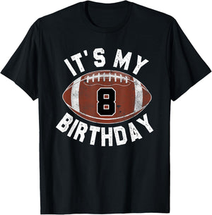 It's My 8th Birthday Boy Girl 8 Year Old Football Player T-Shirt - T-Shirt | Black