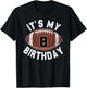 It's My 8th Birthday Boy Girl 8 Year Old Football Player T-Shirt - T-Shirt | Black