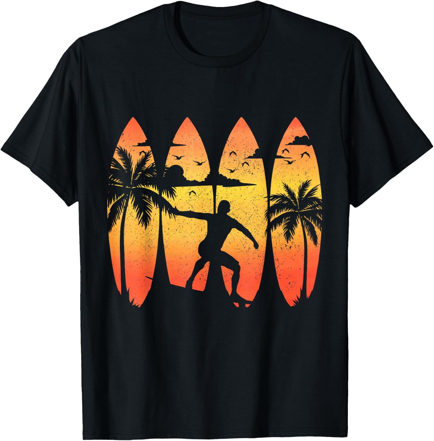 Surfer Surfboard Vintage Surfing Beach Summer Surf T-Shirt - T-Shirt | Black