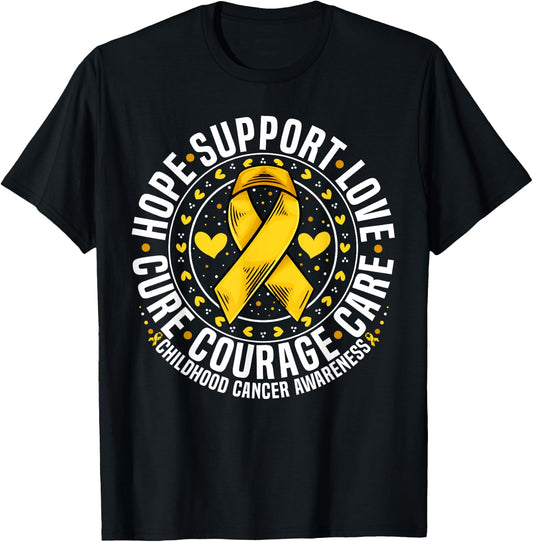 Childhood Cancer Support Family Childhood Cancer Awareness T-Shirt - T-Shirt | Black