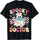 Spooky Doctor Ghost Halloween Cute Groovy Doctor Halloween T-Shirt - T-Shirt | Black