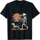 Skeleton man Skeleton Dog Walking Halloween Costume moon T-Shirt - T-Shirt | Black