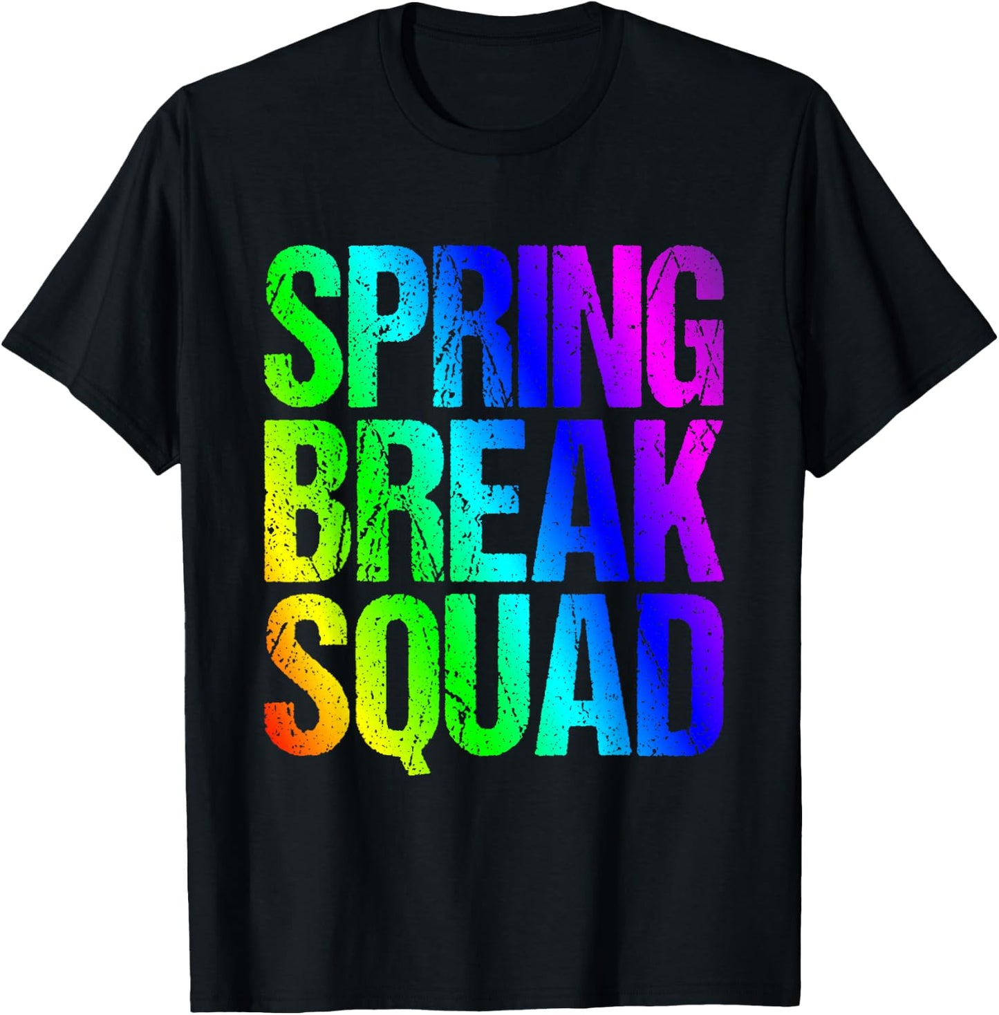 Spring Break Squad Rainbow Vintage Graphic 2026 T-Shirt - T-Shirt | Black