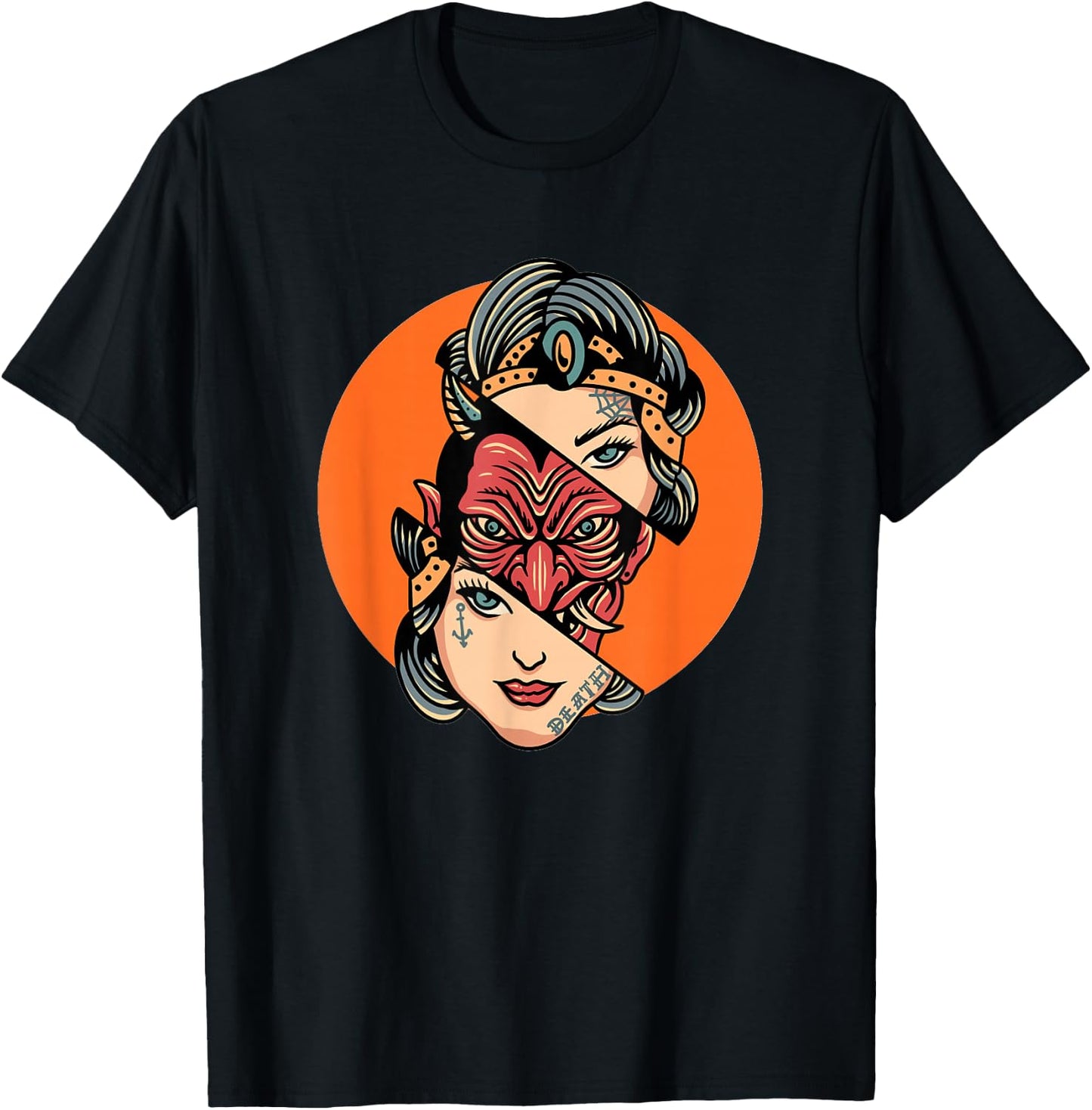 The Devil Inside Cool Tattoo Design Graphic T-Shirt - T-Shirt | Black