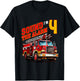 Fire Truck Firefighter Birthday Sound the Alarm I'm 4! Kids T-Shirt - T-Shirt | Black