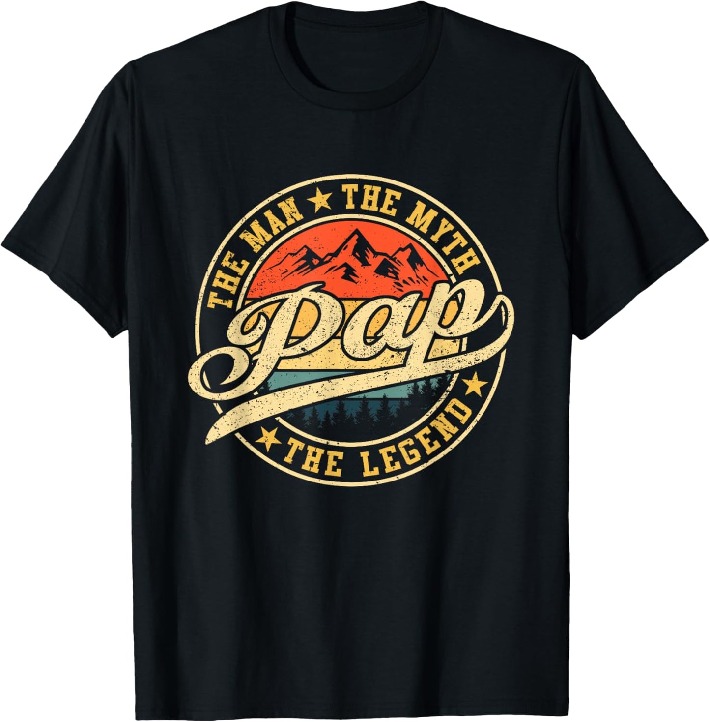 Pap The Man The Myth The Legend Shirt Funny Father's Day T-Shirt - T-Shirt | Black