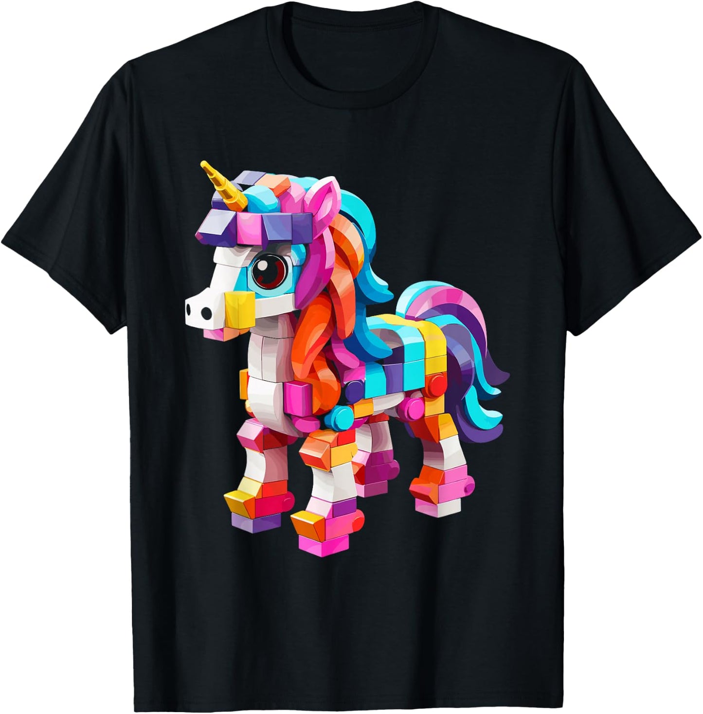 Master Builder Bricks Blocks Play Toys Unicorn T-Shirt - T-Shirt | Black