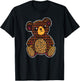 Cute Checkered Brown Teddy Bear T-Shirt - T-Shirt | Black