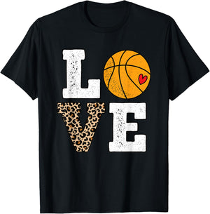 Cute Basketball Love Women Girls Kids T-Shirt - T-Shirt | Black