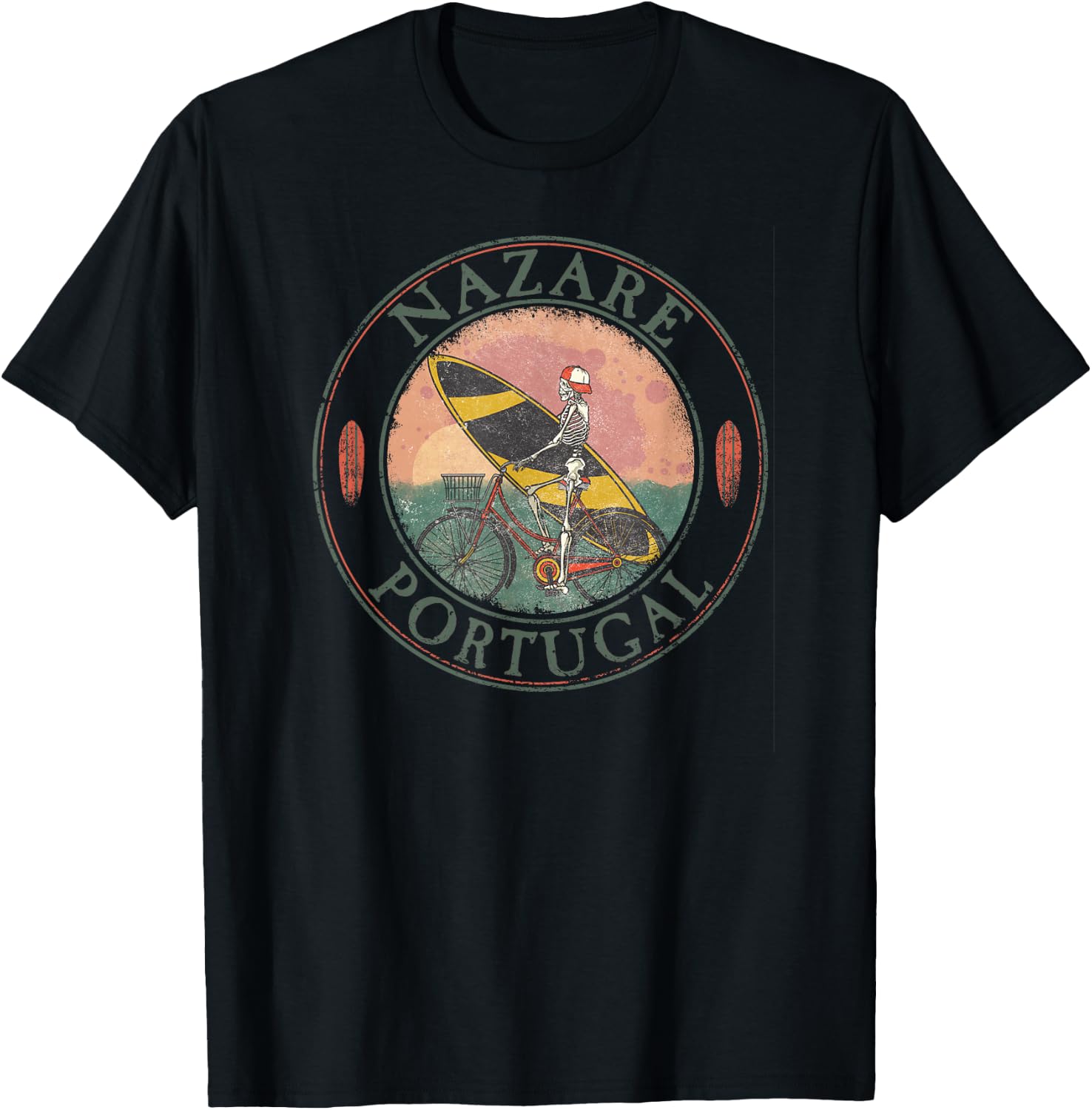 Nazare Surfer I Portugal Retro I Surfing I Nazare Surf T-Shirt - T-Shirt | Black
