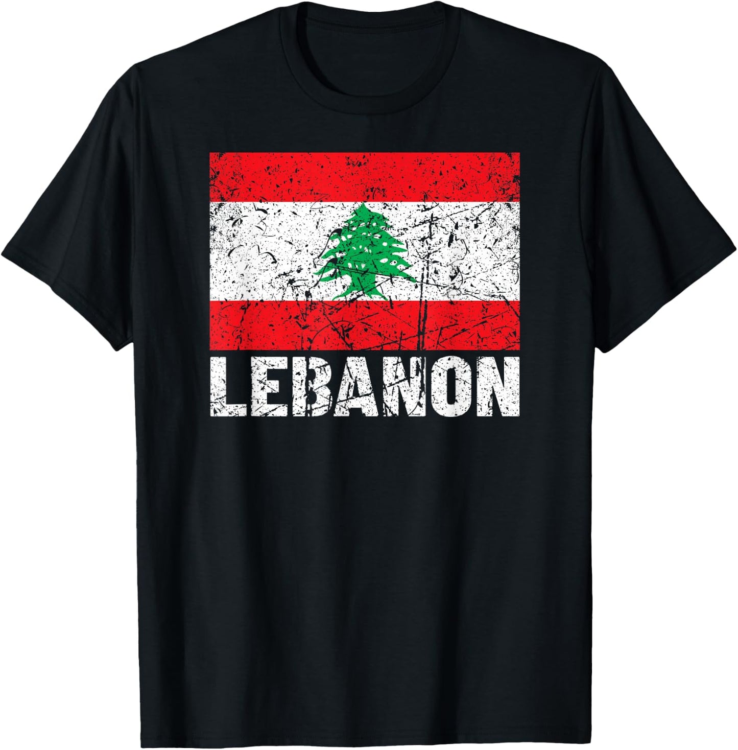 Lebanese Flag of Lebanon Distressed Men Women Kids T-Shirt - T-Shirt | Black