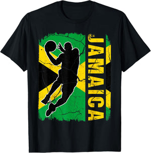 Jamaican Basketball Player Jamaica Flag Basketball Fans T-Shirt - T-Shirt | Black