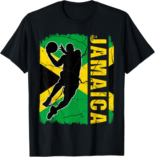Jamaican Basketball Player Jamaica Flag Basketball Fans T-Shirt - T-Shirt | Black