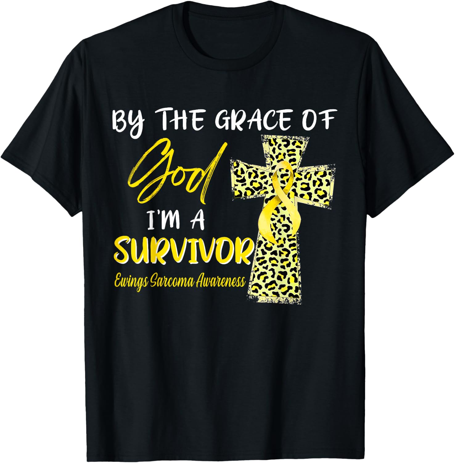 I'm A Survivor Ewings Sarcoma Awareness Yellow Ribbon T-Shirt - T-Shirt | Black