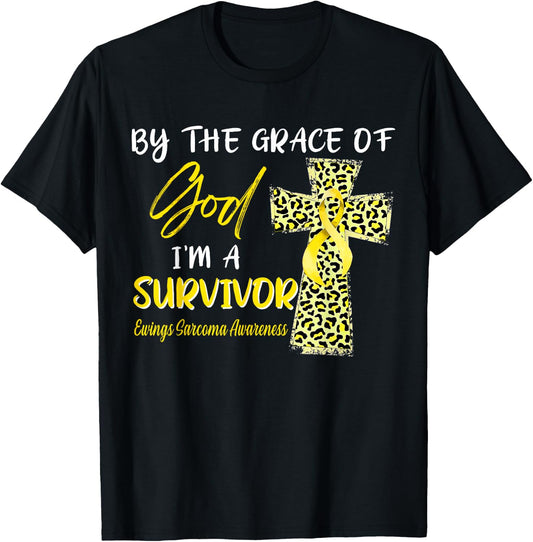 I'm A Survivor Ewings Sarcoma Awareness Yellow Ribbon T-Shirt - T-Shirt | Black