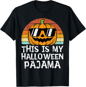 This Is My Halloween Pajama Pumpkin Retro Halloween Costume T-Shirt - T-Shirt | Black