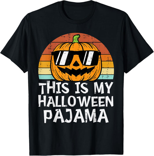 This Is My Halloween Pajama Pumpkin Retro Halloween Costume T-Shirt - T-Shirt | Black