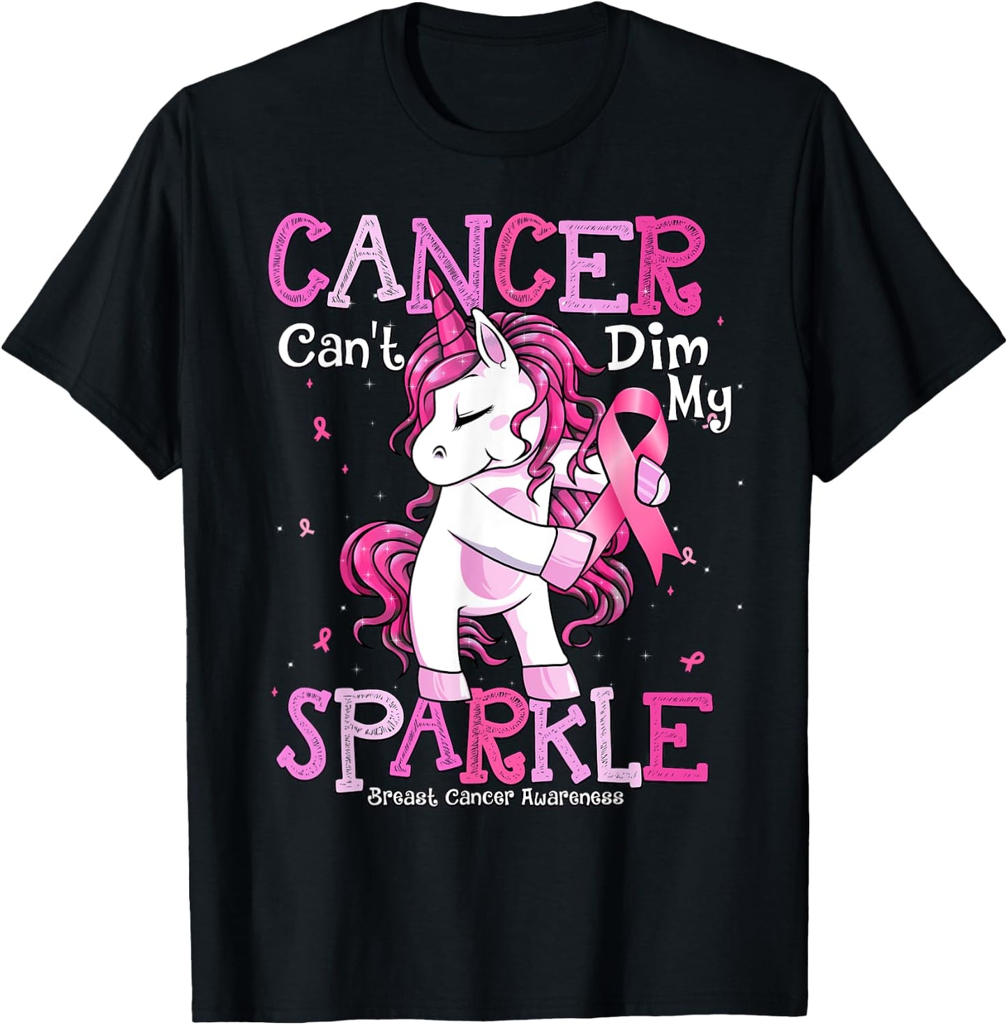 Breast Cancer Support Shirt Breast Cancer Awareness Unicorn T-Shirt - T-Shirt | Black