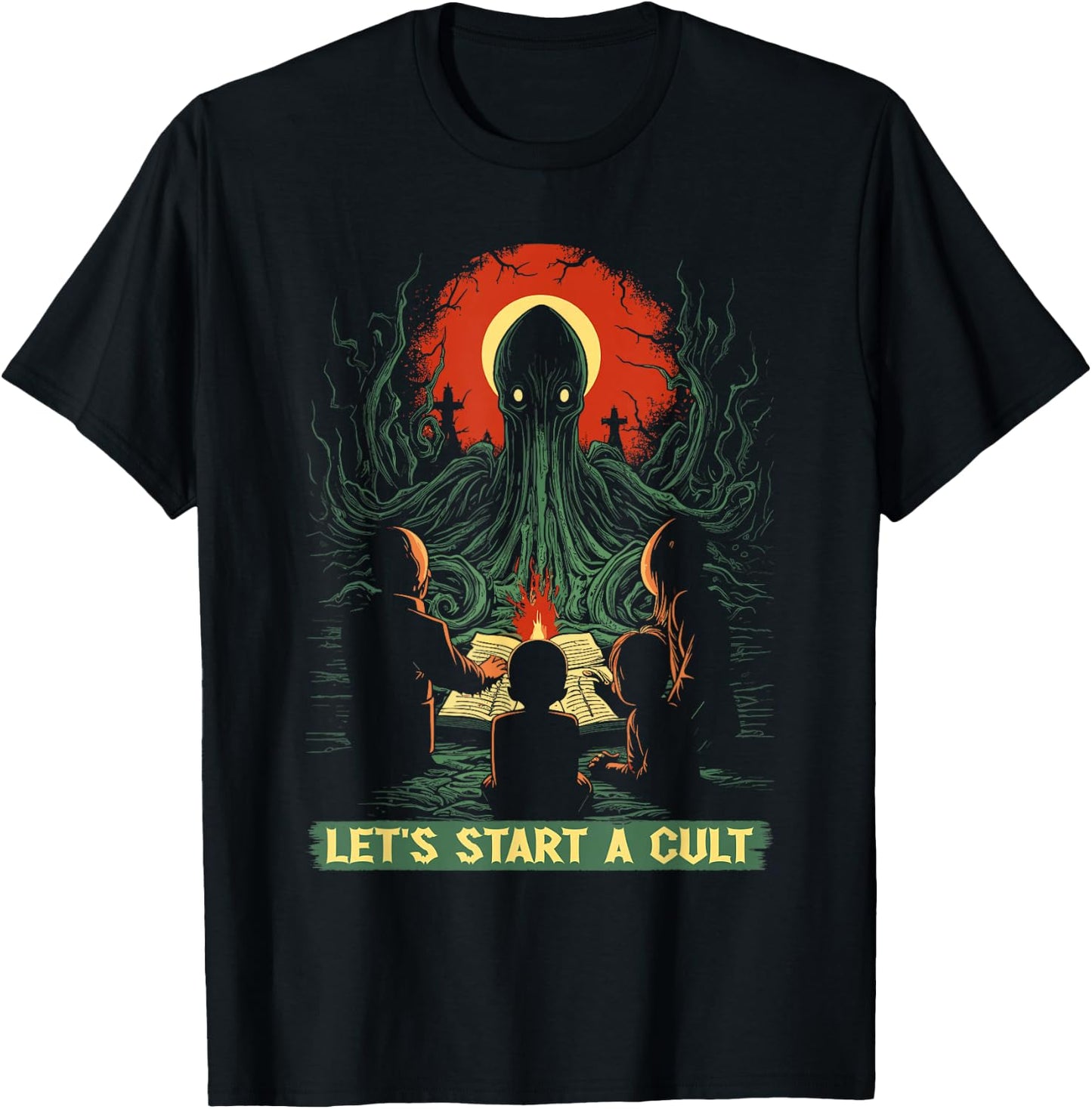 Lets Start A Cult, Vintage Cosmic Horror Cthulhu Cult T-Shirt - T-Shirt | Black
