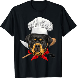 Restaurant Rottweiler Chef Cook Cooking Lover Pet Dog Lovers T-Shirt - T-Shirt | Black