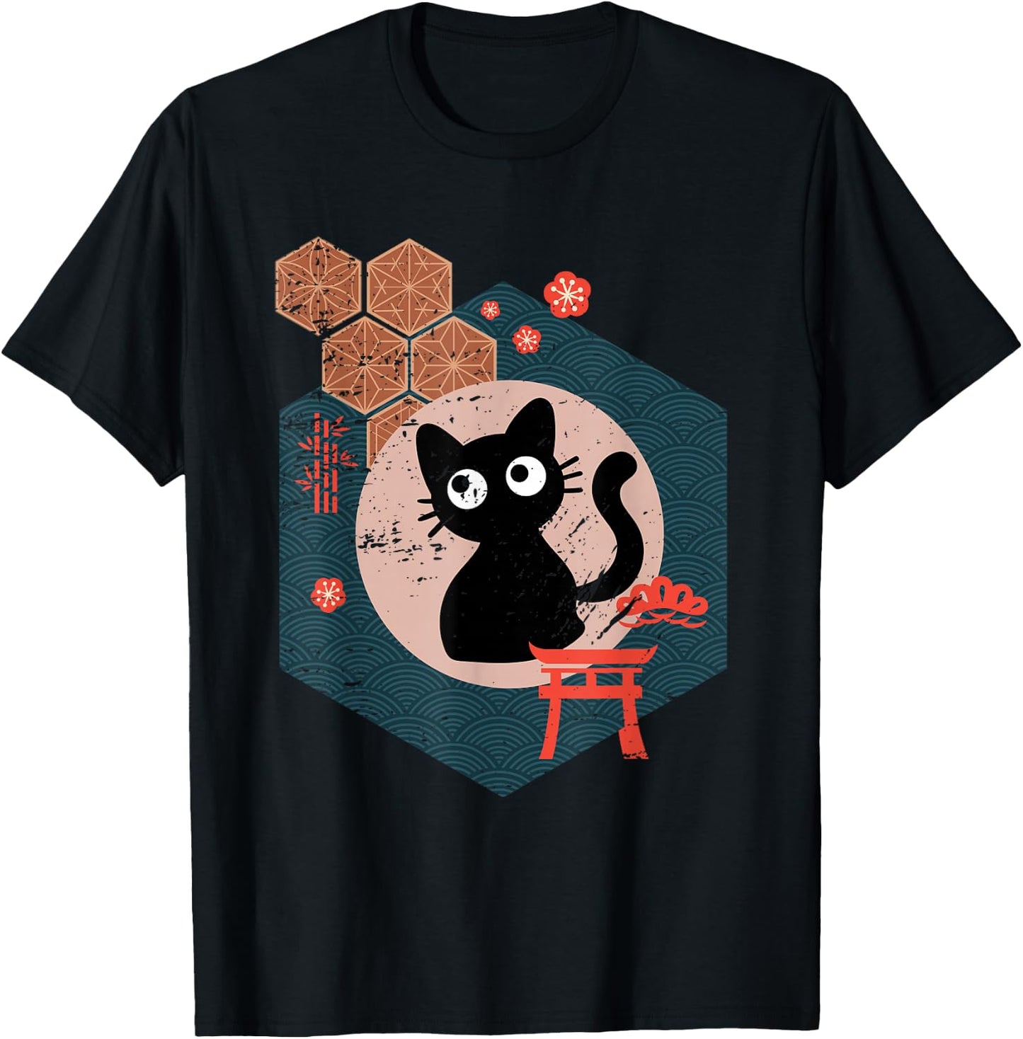 Black Cat Lover Japanese Kitten Anime Tokyo Otaku Lifestyle Small T-Shirt - T-Shirt | Black