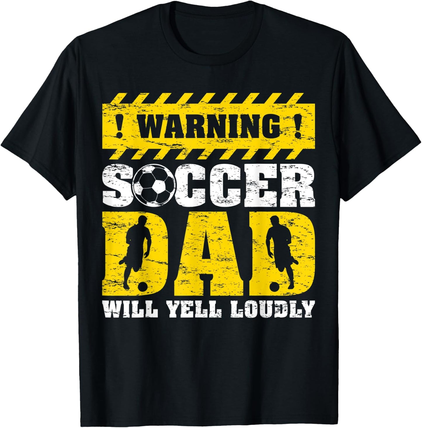 Vintage Warning Will Yell Loudly Soccer Dad Father's Day T-Shirt - T-Shirt | Black