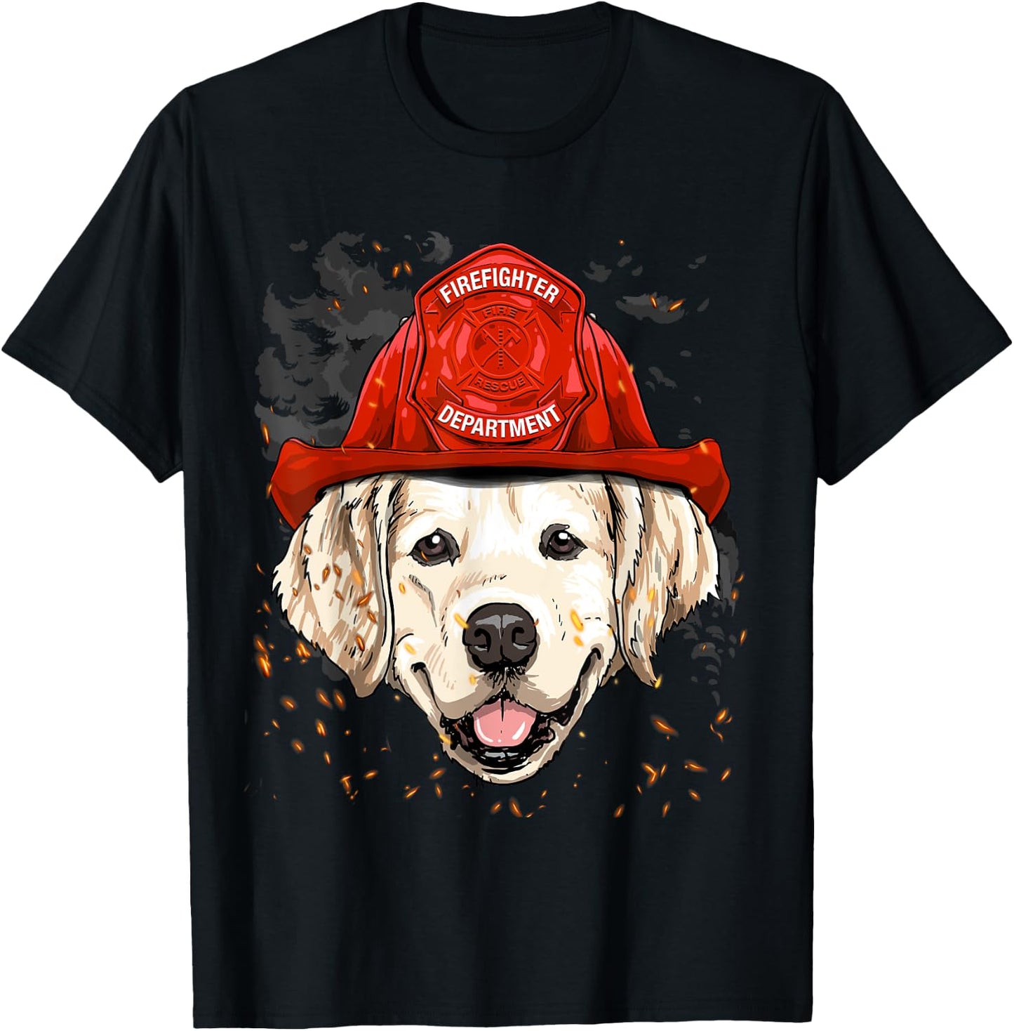Firefighter Golden Retriever Fire Department Fireman Pet Dog T-Shirt - T-Shirt | Black