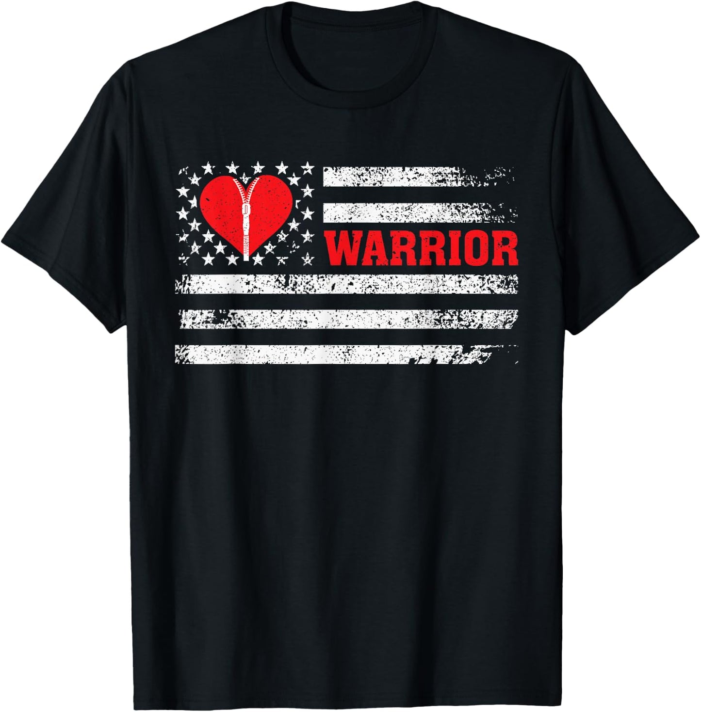 Warrior -Open Heart Surgery Gift Heart Patients Survivor T-Shirt - T-Shirt | Black
