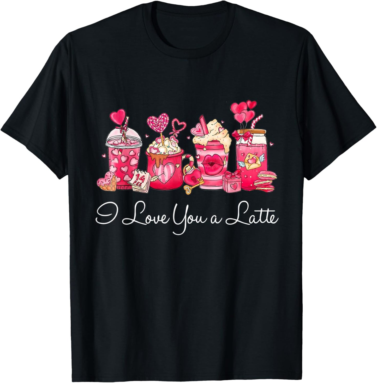 Coffee Valentine Shirt I Love You A Latte T-Shirt - T-Shirt | Black