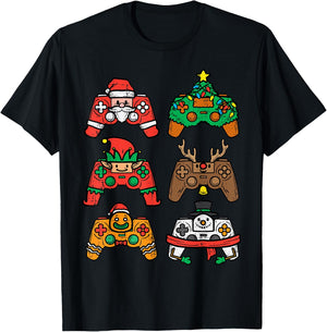 Christmas Gamer Controller Xmas Gaming Men Boys Kids Youth T-Shirt - T-Shirt | Black
