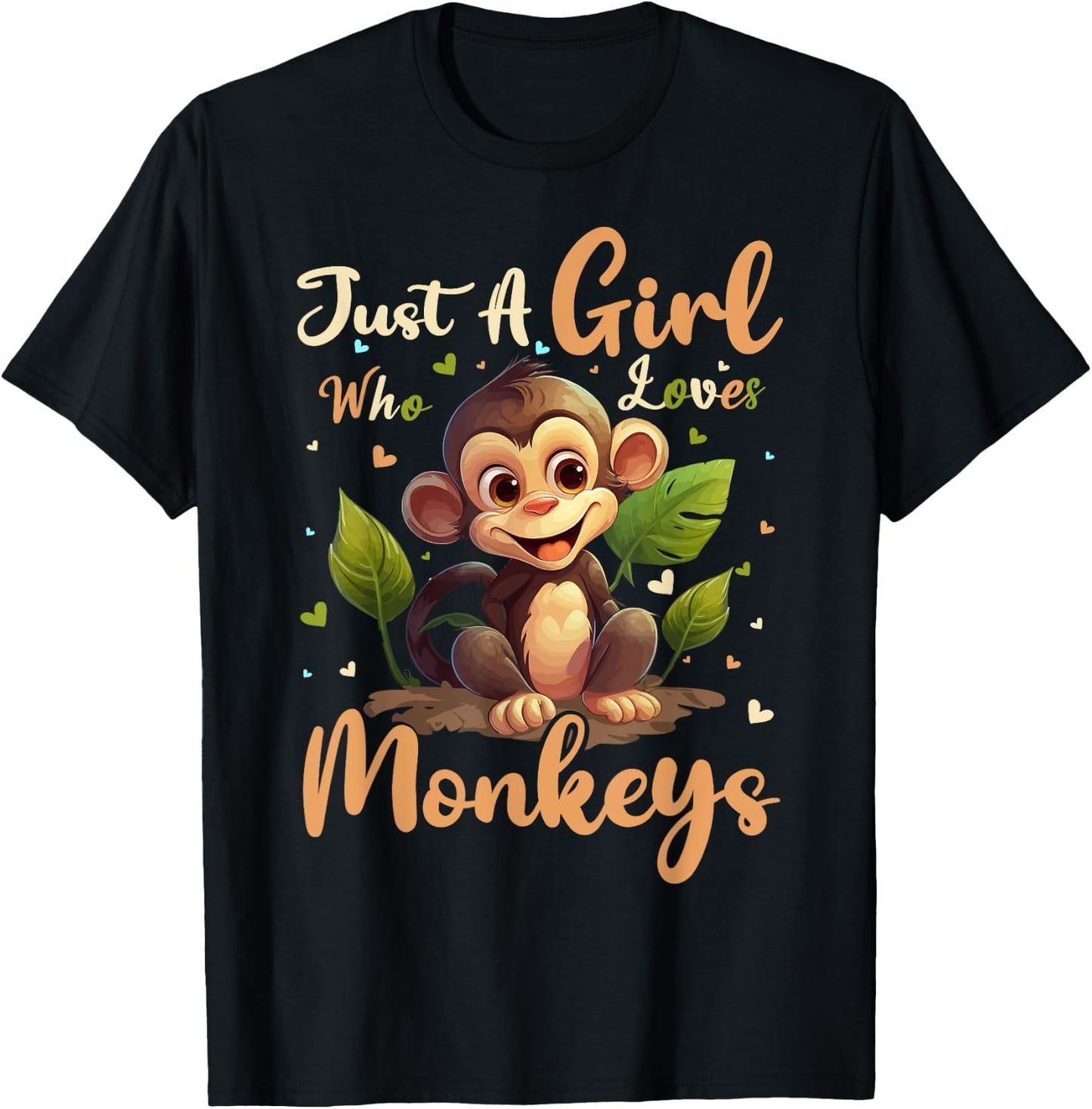 Monkey Lover Just A Girl Who Loves Monkeys T-Shirt - T-Shirt | Black