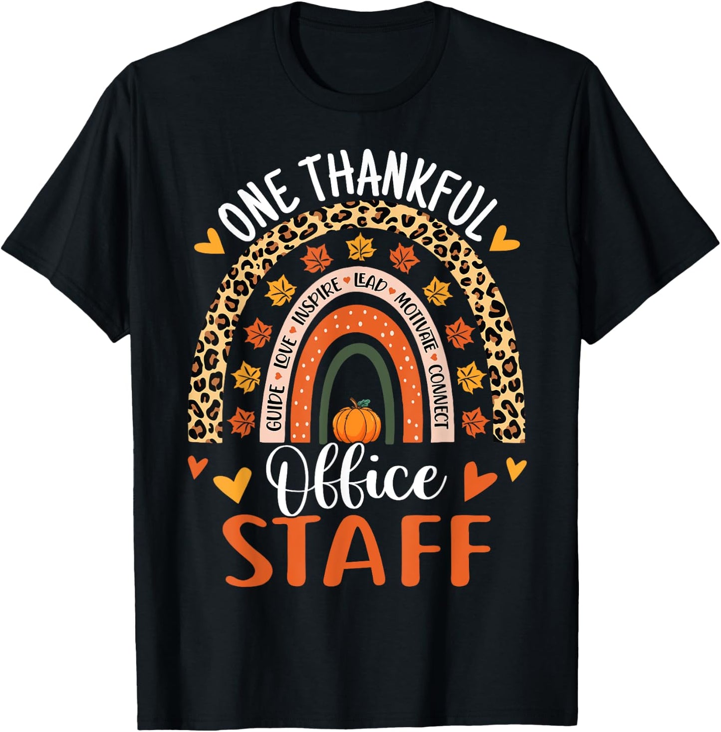 Thankful Office Staff Thanksgiving School Secretary Office T-Shirt - T-Shirt | Black