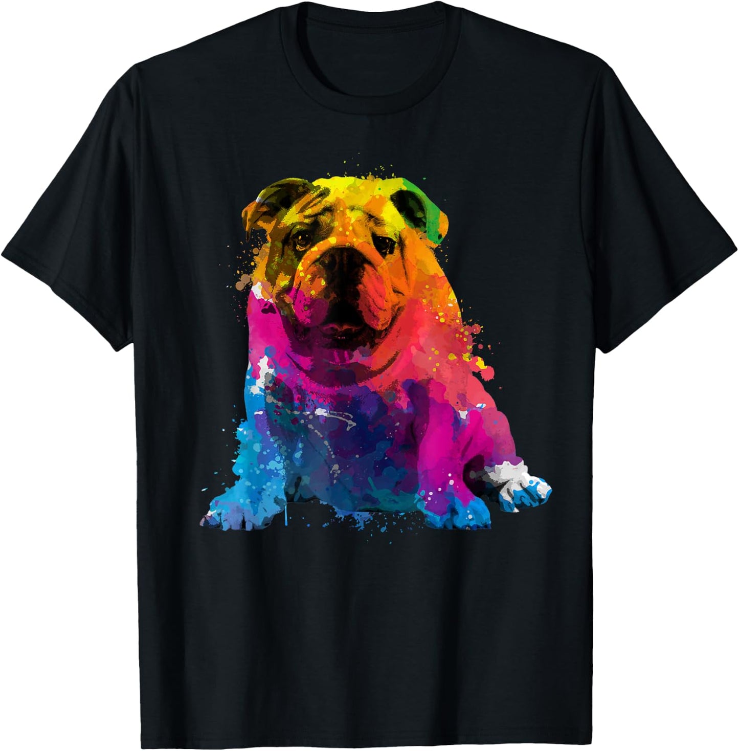 Cool Bulldog Art Women Dog English Bulldog Lover T-Shirt - T-Shirt | Black