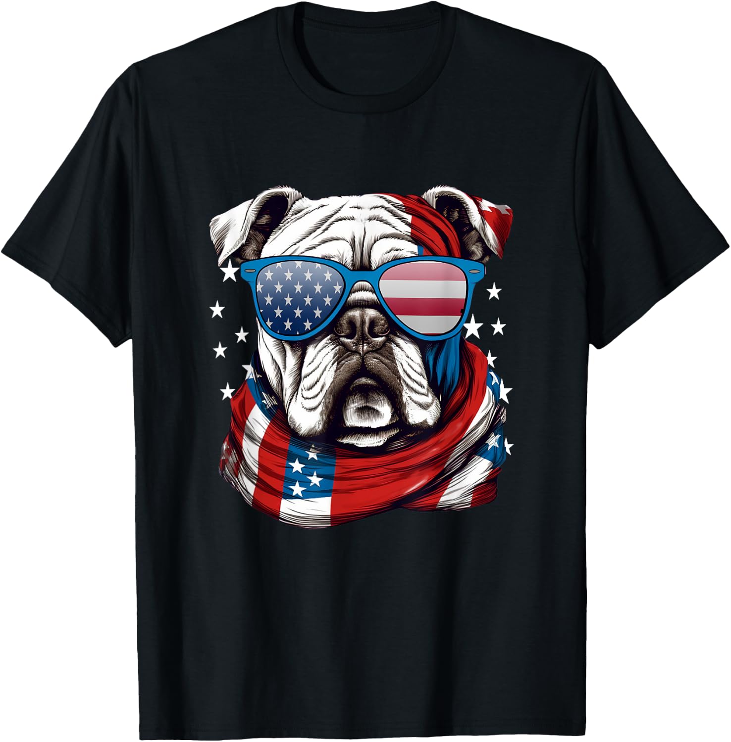 American Bulldog, USA Flag Independence 4th of July Day T-Shirt - T-Shirt | Black