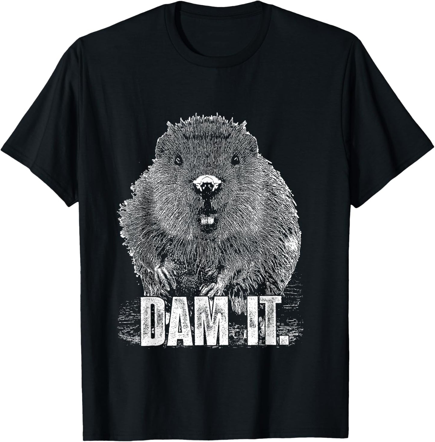 Funny Beaver Pun Dam It Language Joke Beavers Rodents Lover T-Shirt - T-Shirt | Black