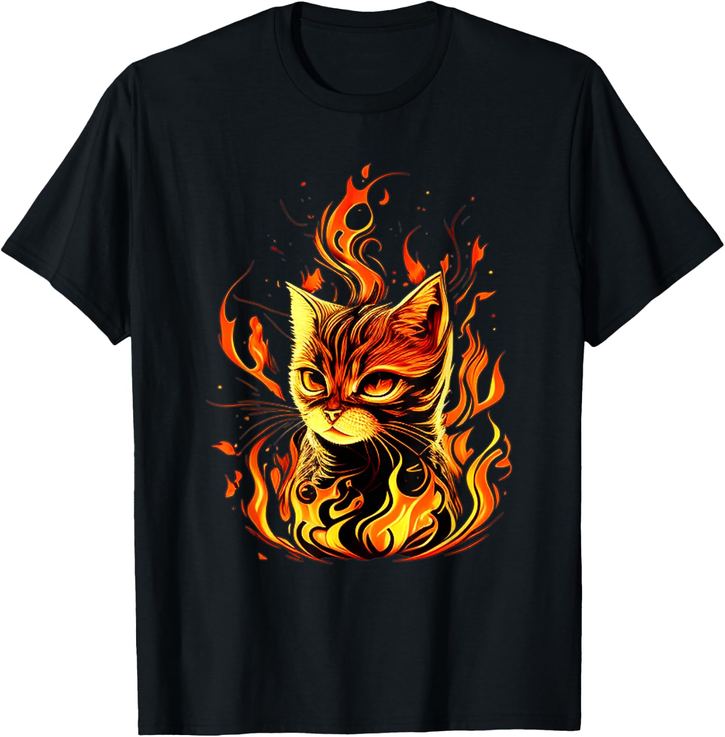 Funny burning look for Fire Cats and Hell Cat Lovers T-Shirt - T-Shirt | Black