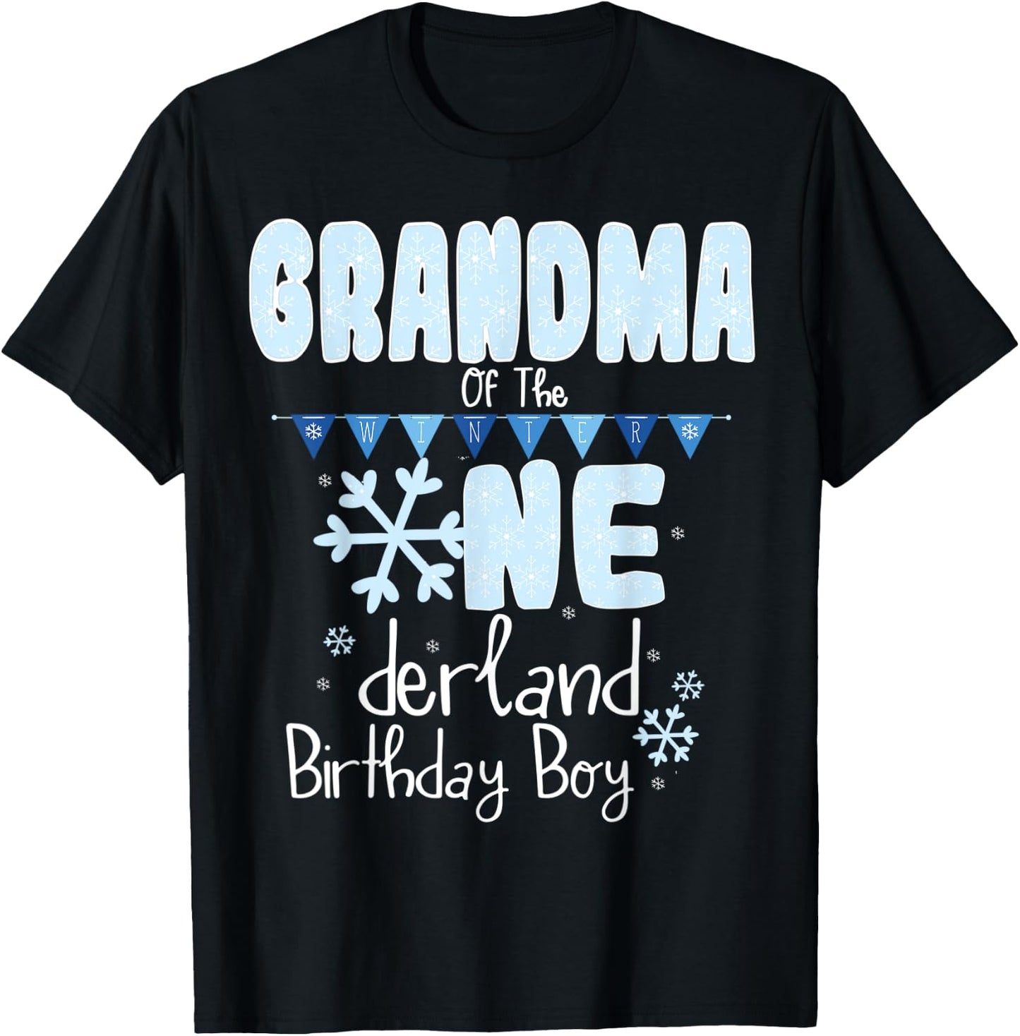 Grandma Of The Winter Onederland Birthday Boy 1 Winter Party T-Shirt - T-Shirt | Black
