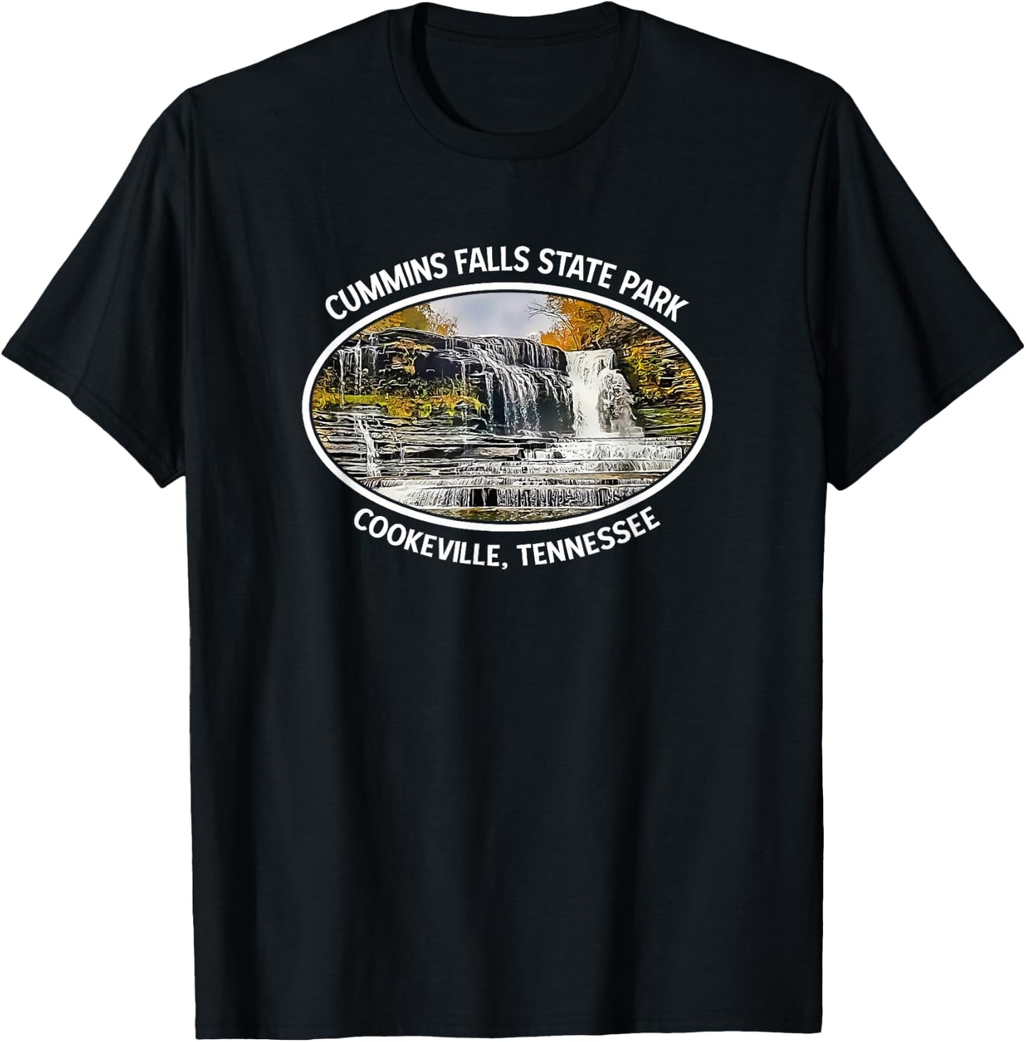 Cummins Falls State Park Outdoor Tennessee Waterfall T-Shirt - T-Shirt | Black
