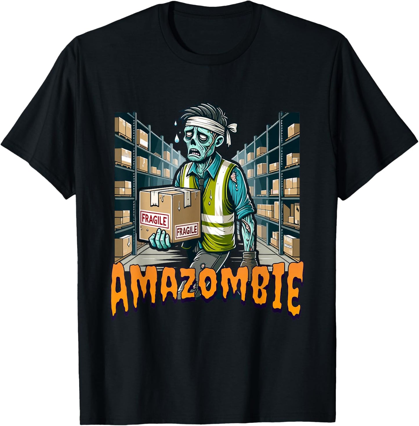 Zombie Coworker Swagazon Associate AmaZombie T-Shirt - T-Shirt | Black