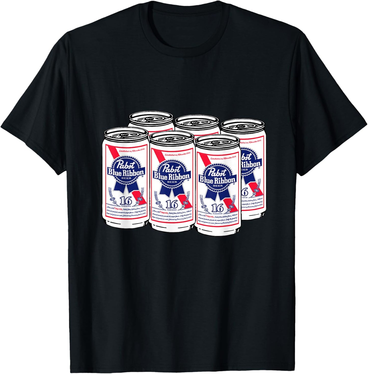 Pabst Blue Ribbon Cans Art T-Shirt - T-Shirt | Black