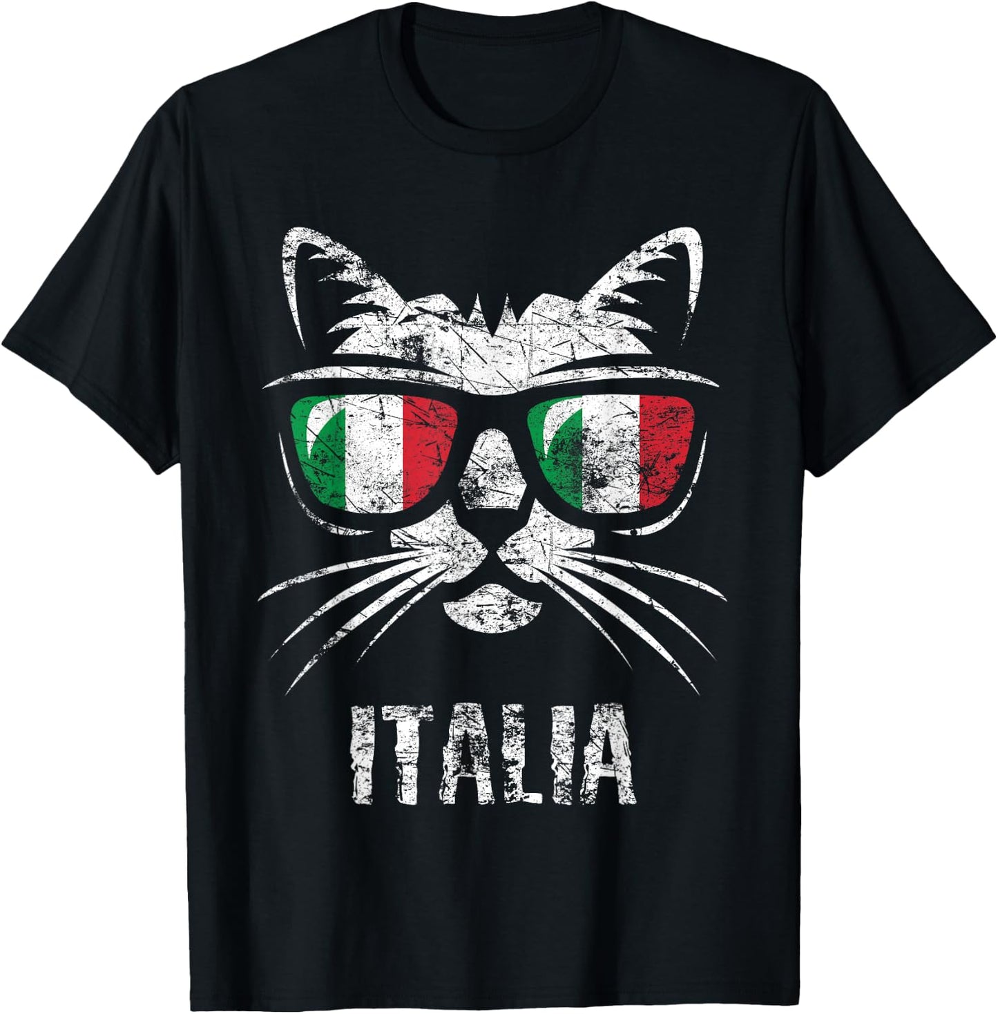 Italy Flag Funny Cat Italian Saying Vintage T-Shirt - T-Shirt | Black