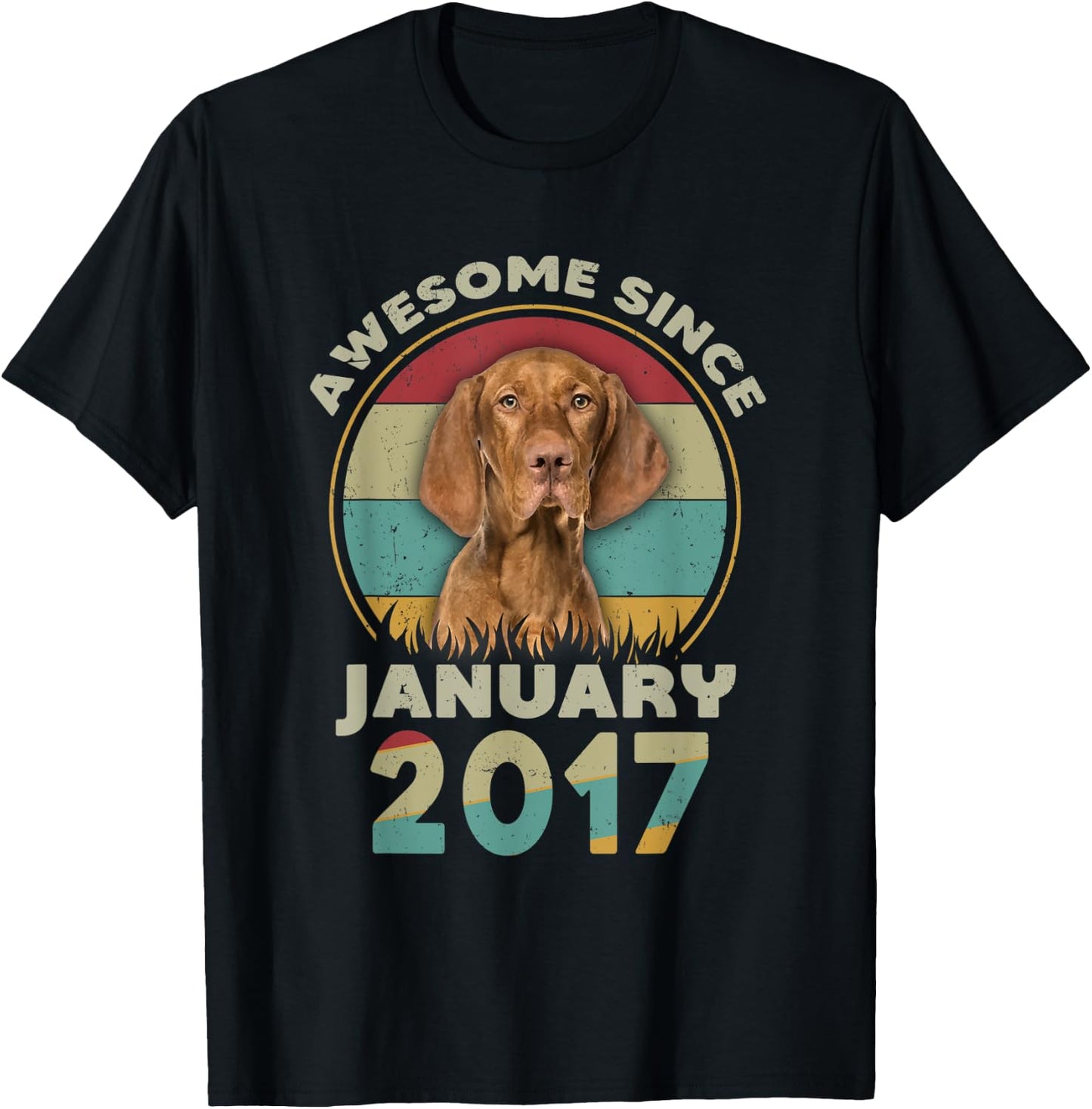 Awesome Since January 2017 5nd Birthday Gifts Dog Lovers T-Shirt - T-Shirt | Black