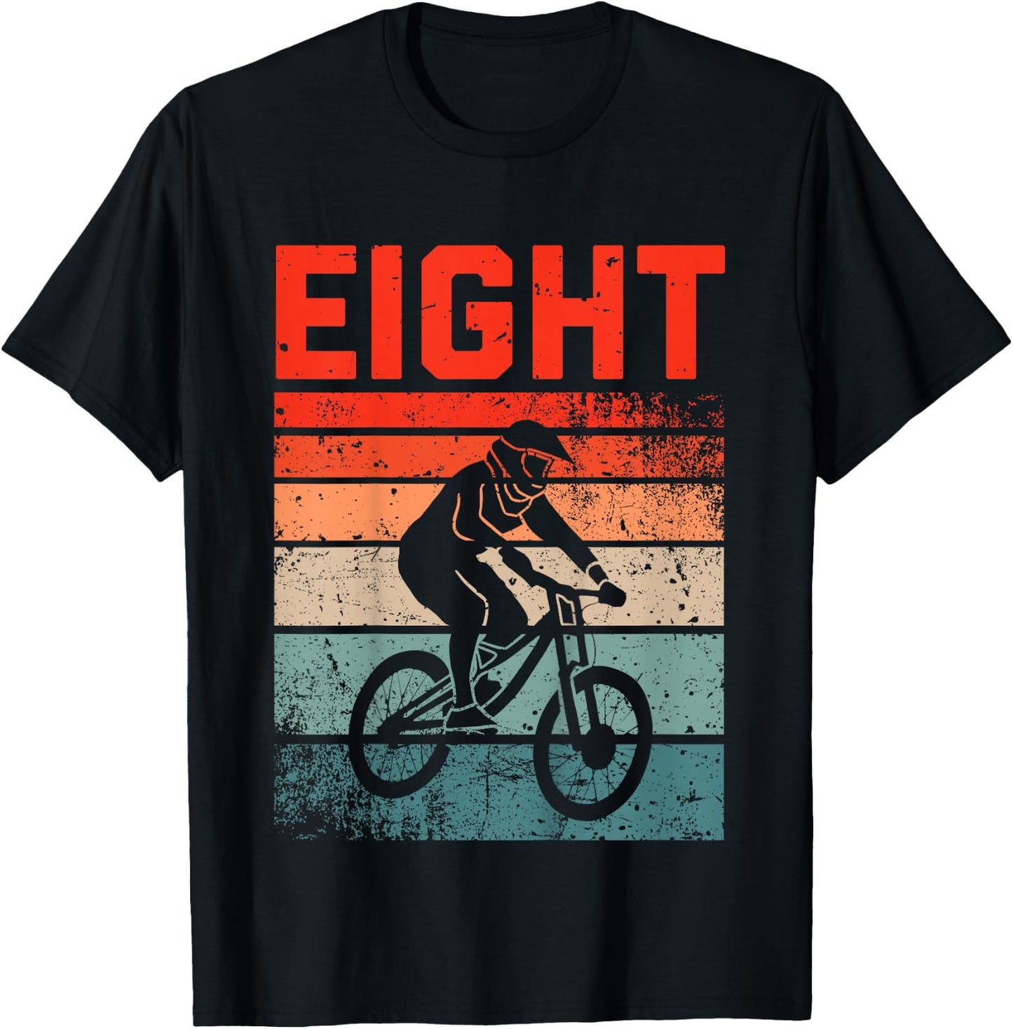 8 Year Old MTB Mountainbike Biker Birthday Boys Biking 8th T-Shirt - T-Shirt | Black