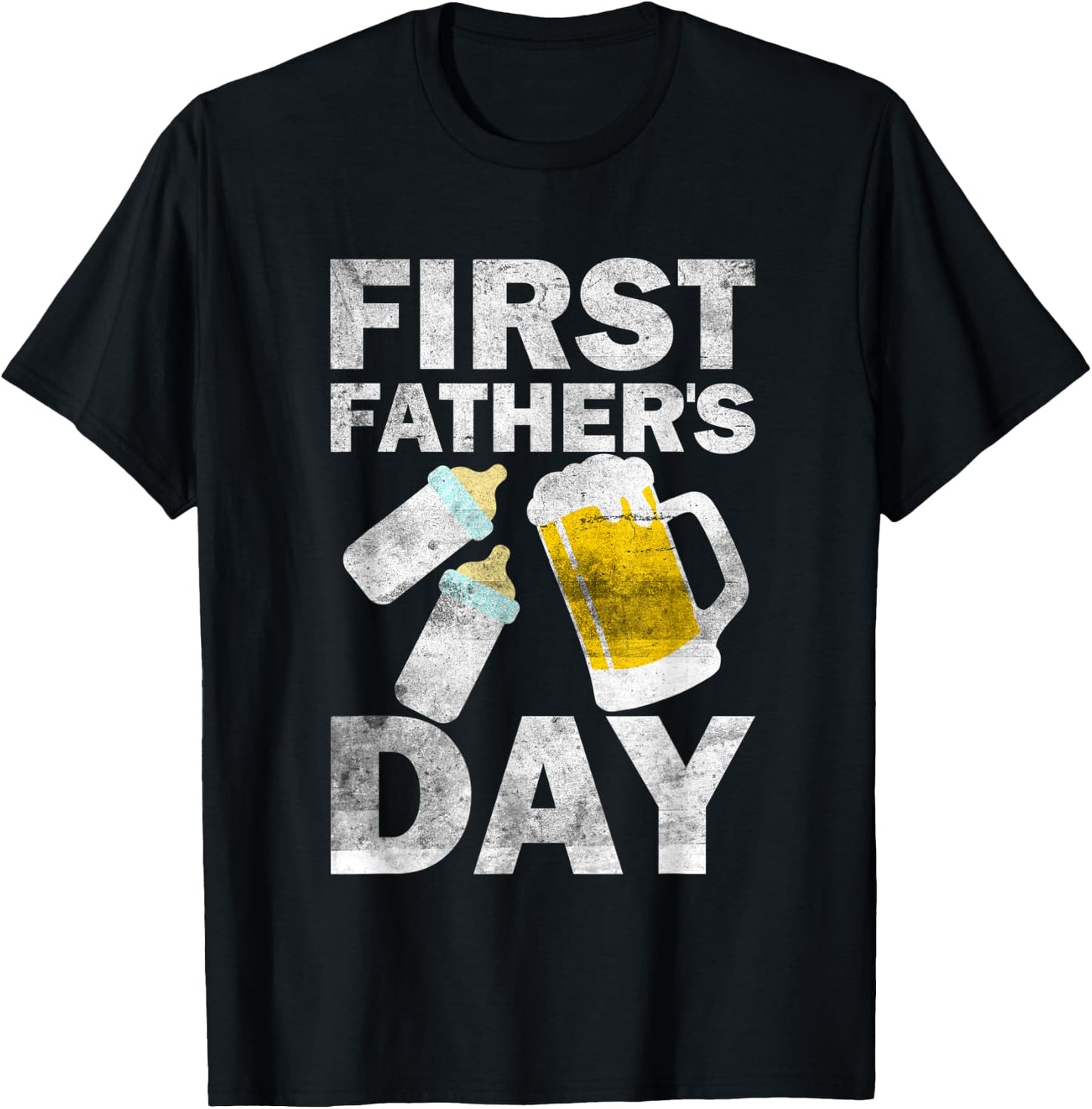 First Father's Day for Dad of Twins Beer Celebration T-Shirt - T-Shirt | Black