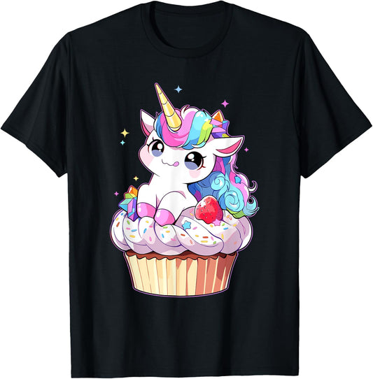 Cute Cupcake Baker Unicorn Lovers for Kids Women T-Shirt - T-Shirt | Black