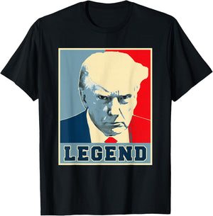 Donald Trump Mug Shot 2024 President Legend Never Surrender T-Shirt - T-Shirt | Black