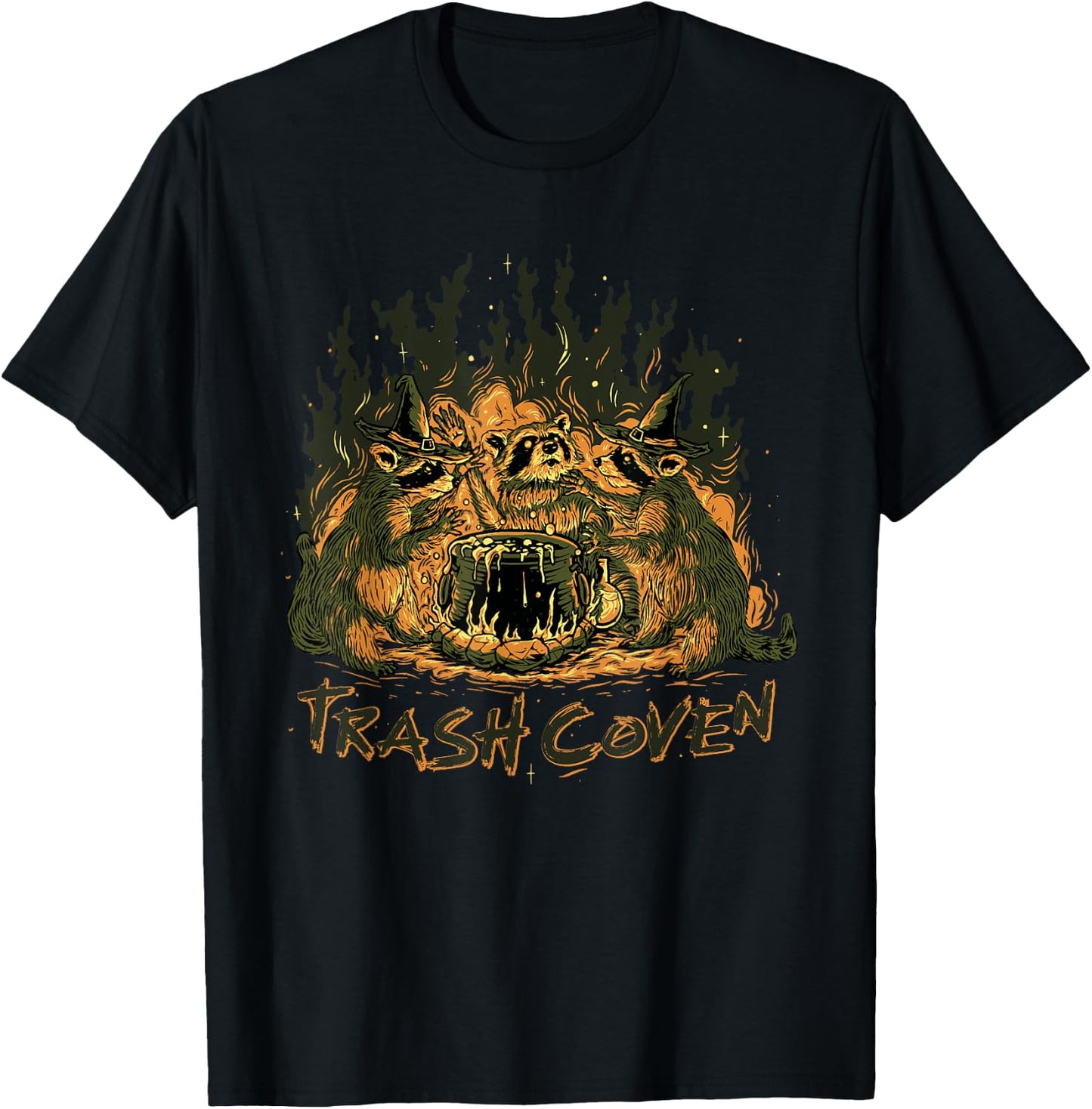 Trash Coven | Funny Wiccan Pagan Witch | Racoon | Animal T-Shirt - T-Shirt | Black