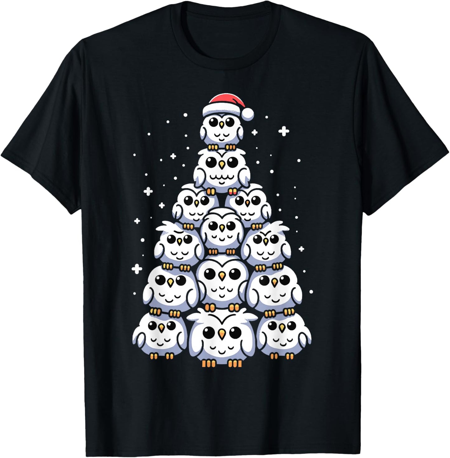 Snowy Owl Christmas Tree Funny Snowy Owl Xmas T-Shirt - T-Shirt | Black
