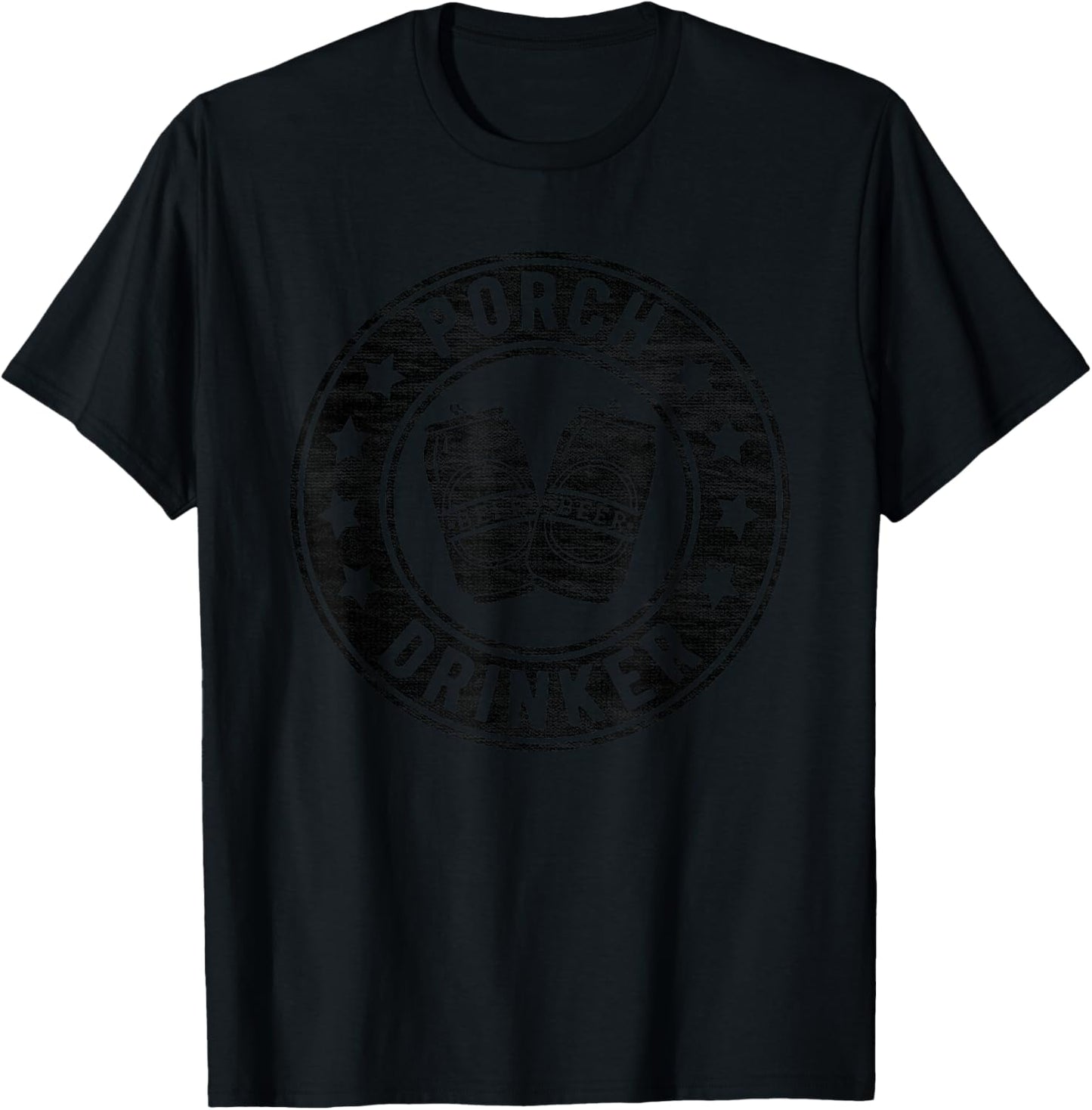 Porch Drinker I'm Outdoorsy Funny Drinking Buddy Beer Lovers T-Shirt - T-Shirt | Black