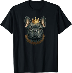 Funny French Bulldog Frenchie with a Golden Crown T-Shirt - T-Shirt | Black